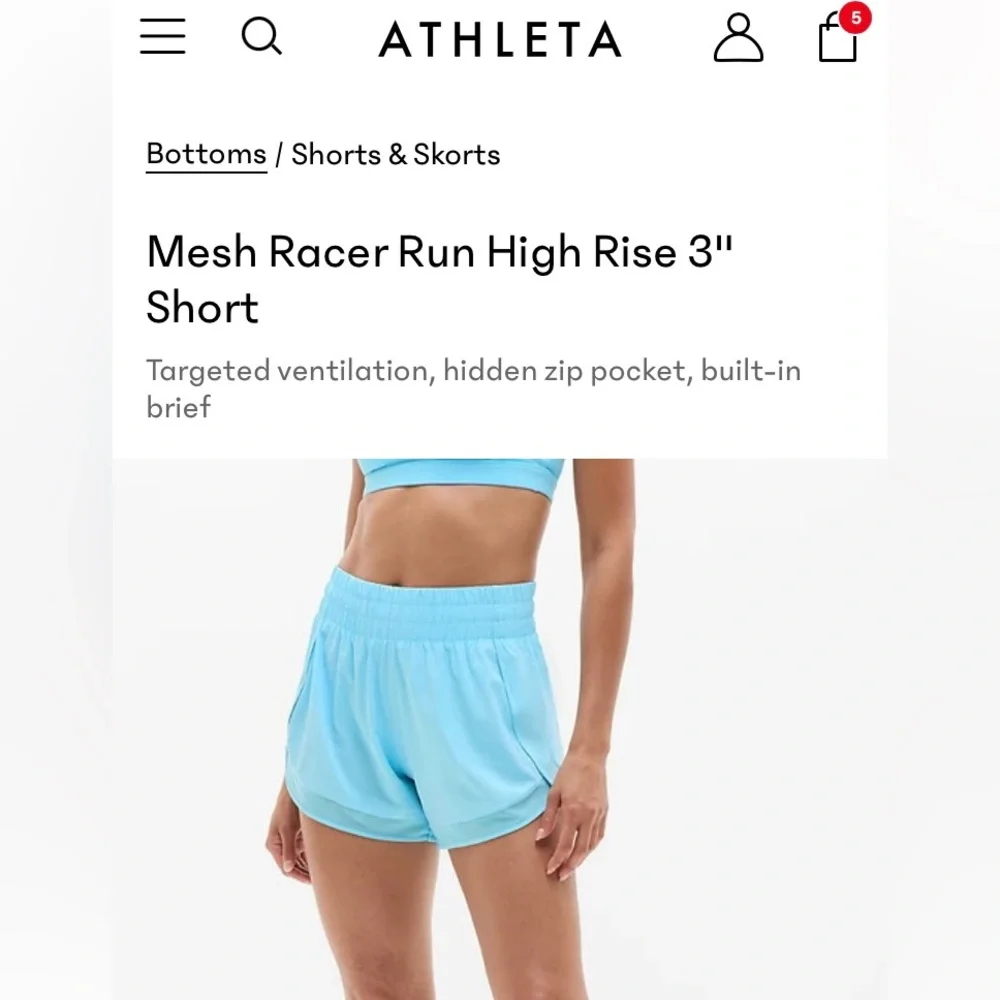 Athleta Mesh Racer Run High Rise 3" Short - Picture 2 of 7